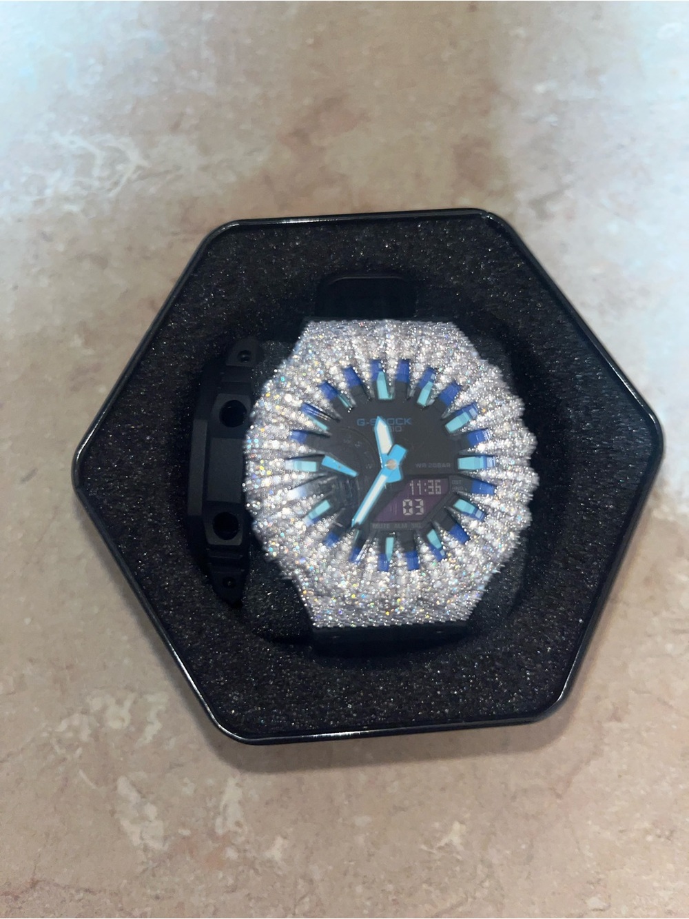 G-Shock Silver Crystal Bezel with Blue Accents Watch